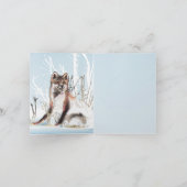 冬のオオカミの結婚式は感謝していしています サンキューカード (内部)