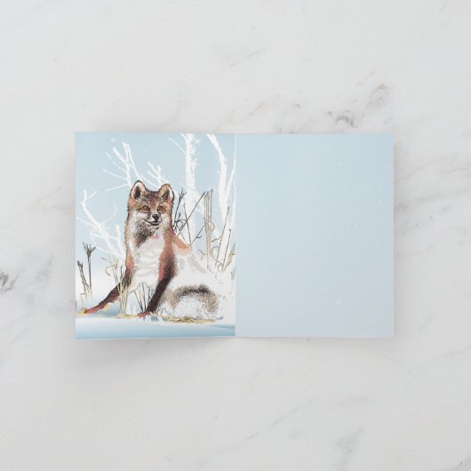 冬のオオカミの結婚式は感謝していしています サンキューカード (内部)