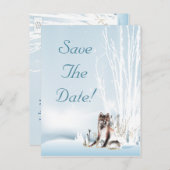 冬のオオカミの結婚式は日付を保存 案内ポストカード (正面/裏面)