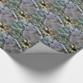 冬のオオカミの遠吠え写真 ラッピングペーパー (角)