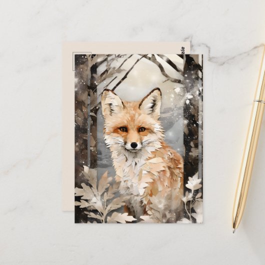 冬のオオカミ愛好家 ポストカード (正面/裏面インサイチュ)