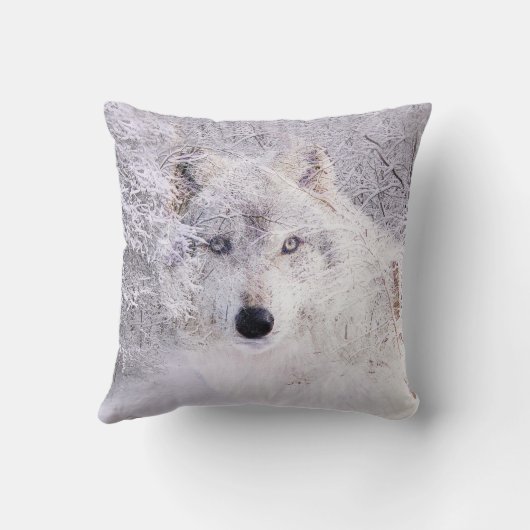 冬のオオカミ クッション (裏面)
