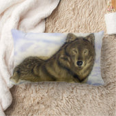 冬のオオカミ ランバークッション (ブランケット)