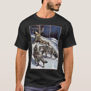 冬のオオカミ(暗い服装) Tシャツ