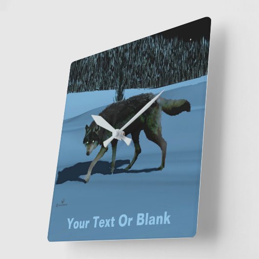 冬のオオカミ- Tapetum Lucidum スクエア壁時計 (傾斜)