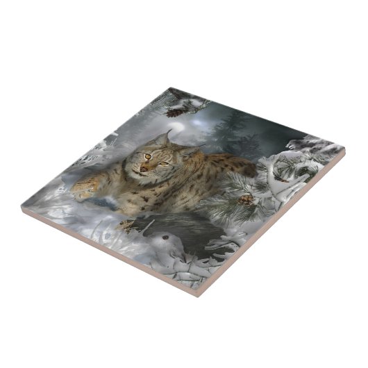 冬のオオヤマネコ タイル (側面)