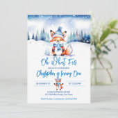 冬のオネダランドかわいいキツネの誕生日パーティー 招待状 (スタンド正面)