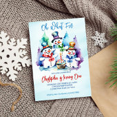 冬のオネダランドかわいい雪だるま誕生日パーティー 招待状