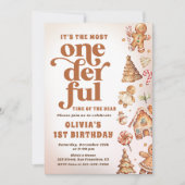 冬のオネダーフルクリスマスクッキー誕生日パーティー 招待状 (正面)