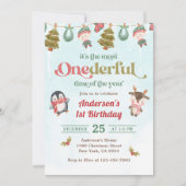 冬のオネダーフルクリスマス1st誕生日パーティー 招待状 (正面)