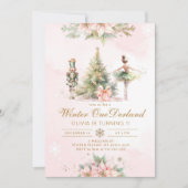 冬のオネダーラお洒落ンド1歳の誕生日 招待状 (正面)