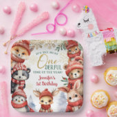 冬のオネダーランドかわいい冬の動物の最初の誕生日 ペーパープレート (パーティー)