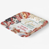 冬のオネダーランドかわいい冬の動物の最初の誕生日 ペーパープレート (傾斜あり)