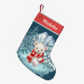 冬のオネダーランドのクリスマスかわいいシロクマ スモールクリスマスストッキング (正面 (吊り時))