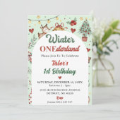 冬のオネダーランドのクリスマストインデナー1st誕生日 招待状 (スタンド正面)