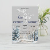 冬のオネダーランドのクリスマス第1の誕生日の少年 招待状 (スタンド正面)