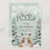 冬のオネダーランドの誕生日パーティーへの招待 招待状 (正面/裏面)