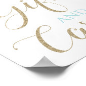 冬のオネダーランドの贈り物とカードが青く表示 ポスター (角)