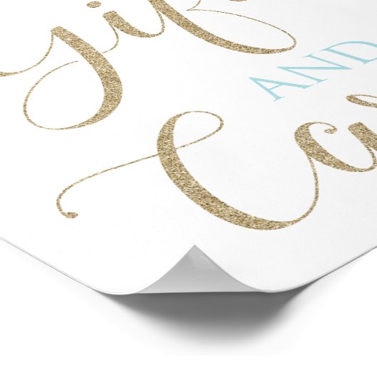 冬のオネダーランドの贈り物とカードが青く表示 ポスター (角)