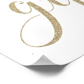 冬のオネダーランドの贈り物サインピンクと金ゴールド ポスター (角)