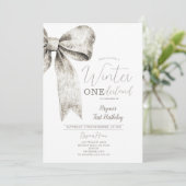 冬のオネダーランドシルバーボウタイ1歳の誕生日 招待状 (スタンド正面)