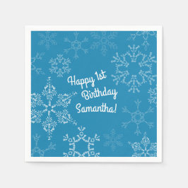 冬のオネダーランドスノーフレーク1st誕生日パーティーキッド スタンダードカクテルナプキン