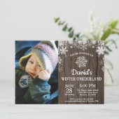 冬のオネダーランドスノーフレーク1st誕生日 招待状 (スタンド正面)