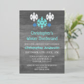 冬のオネダーランドスノーフレーク1st誕生日 箔招待状 (立ち正面)