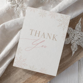 冬のオネダーランドピンクのスノーフレーク1st誕生日 サンキューカード