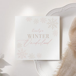 冬のオネダーランドピンクのスノーフレーク1st誕生日 スタンダードカクテルナプキン