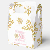 冬のオネダーランドピンクのスノーフレーク1st誕生日 フェイバーボックス (オープン)