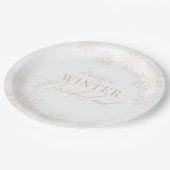 冬のオネダーランドピンクのスノーフレーク1st誕生日 ペーパープレート (アングル)