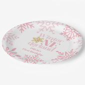 冬のオネダーランドピンクのスノーフレーク1st誕生日 ペーパープレート (アングル)