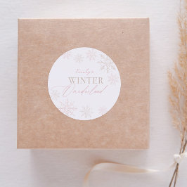 冬のオネダーランドピンクのスノーフレーク1st誕生日 ラウンドシール