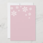 冬のオネダーランドピンクのスノーフレーク1st誕生日 招待状 (裏面)