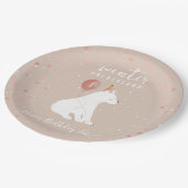 冬のオネダーランドピンクのホッキョクベア1歳の誕生日 ペーパープレート (アングル)