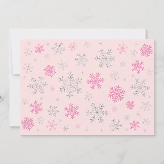 冬のオネダーランドピンクシルバーガール1st誕生日 招待状 (裏面)