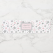 冬のオネダーランドピンクシルバーバースデーパーティーのお気に入り ペットボトルラベル (シングルラベル)