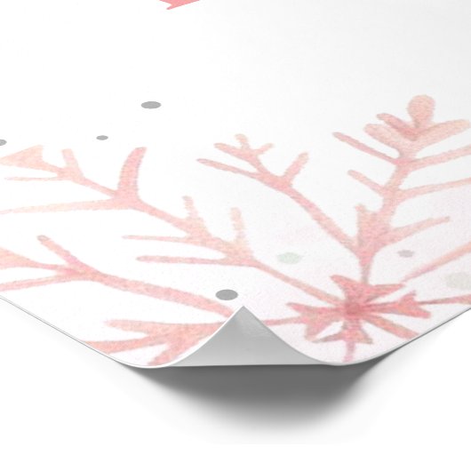 冬のオネダーランドピンクシルバー1stバースデーウェルカム ポスター (角)