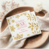 冬のオネダーランドピンク金ゴールドスノーフレーク1st誕生日 スタンダードカクテルナプキン