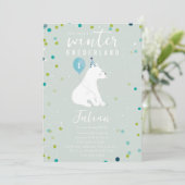 冬のオネダーランドブルーポーラーベア1st誕生日 招待状 (スタンド正面)