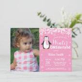 冬のオネダーランドペンギン少女1歳の誕生日 招待状 (スタンド正面)