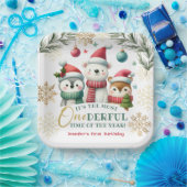 冬のオネダーランドボホ雪獣1st誕生日 ペーパープレート (パーティー)