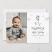 冬のオネダーランドボーイの最初の誕生日 サンキューカード (正面)