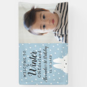 冬のオネダーランドボーイの最初の誕生日 横断幕 (縦)