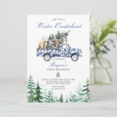 冬のオネダーランド動物チノワセリー1歳の誕生日 招待状 (スタンド正面)