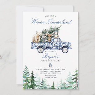 冬のオネダーランド動物チノワセリー1歳の誕生日 招待状