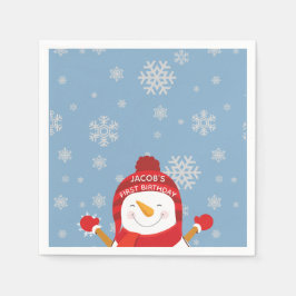 冬のオネダーランド最初の誕生日の青と銀 スタンダードカクテルナプキン