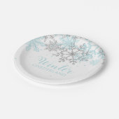 冬のオネダーランド最初の誕生日の青と銀 ペーパープレート (アングル)