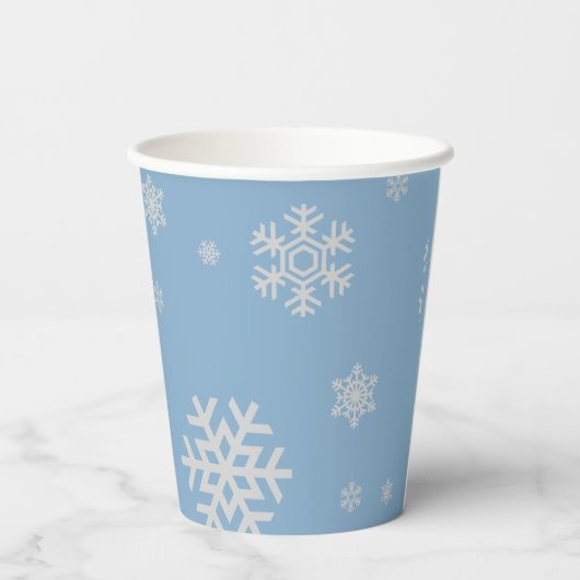冬のオネダーランド最初の誕生日の青と銀 紙コップ (裏面)